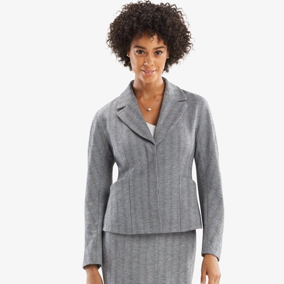 MM LAFLEUR ~ new ~ Wakefield Jacket -Zip JacquardBlazer in White/ Black size 8